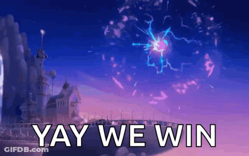 Purple Background Saying Yay We Win GIF