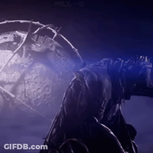 Purple Background Statue And Clock GIF