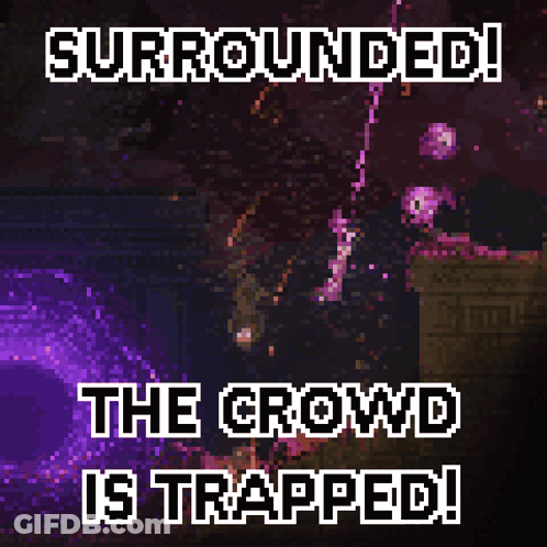 Purple Background Surrounded The Crowd Is Trapped GIF