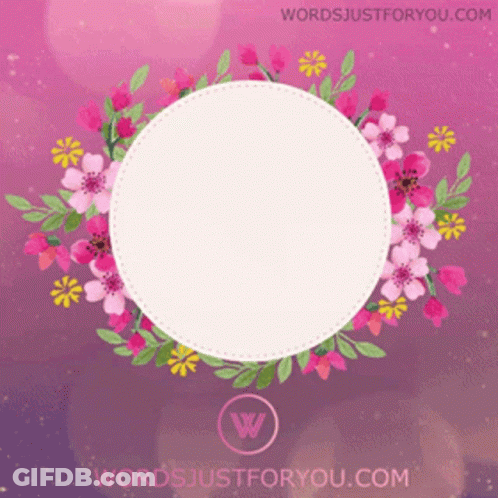 Purple Background White Circle Pink Yellow Flowers Justforyou.com GIF