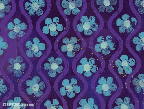 Purple Background With Blue Flowers GIF