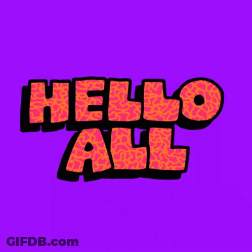 Purple Background With Colorful Hello All Sign GIF