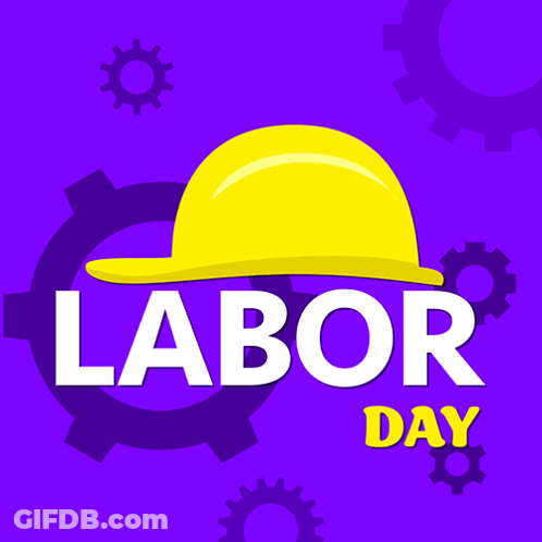 Purple Background With Gears Labor Day GIF