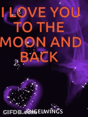 Purple Background With Hearts I Love You To The Moon And Back GIF