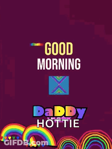 Purple Background With Rainbows Good Morning Thank You Daddy Hottie GIF