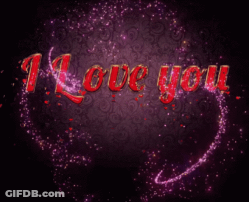 Purple Background With Red I Love You GIF