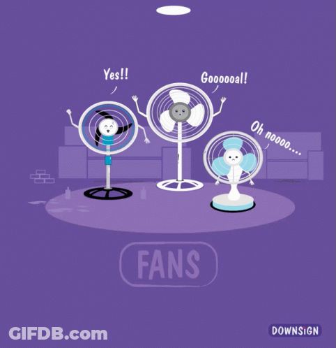 Purple Background With Three Fans Saying Fans GIF