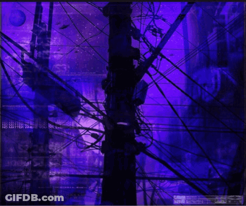 Purple Background With Wires And A Few Lines Sign GIF