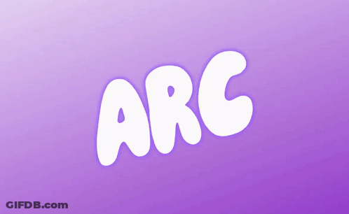 Purple Background With Word Arc In White Bubbles GIF