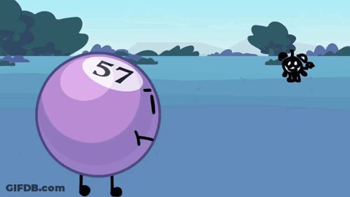 Purple Ball With Number 57 GIF