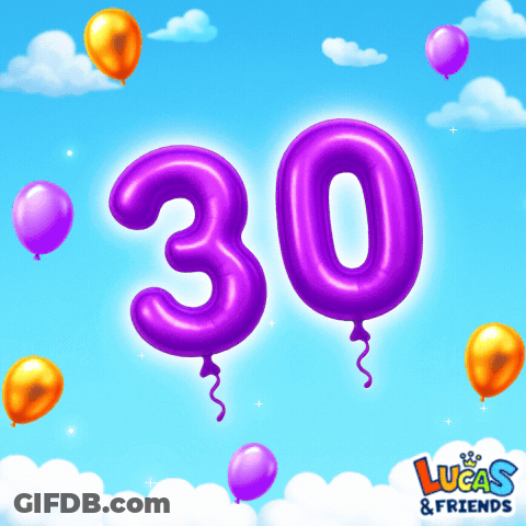 Purple Balloons Number 30 GIF