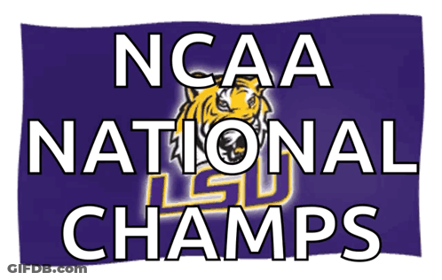 Purple Banner Saying NCAA National Champs With Tiger GIF