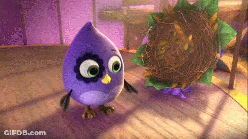 Purple Bird Standing Next To Nest GIF
