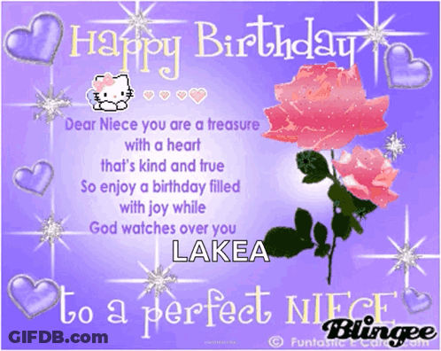 Purple Birthday Card With Pink Roses And Hearts GIF