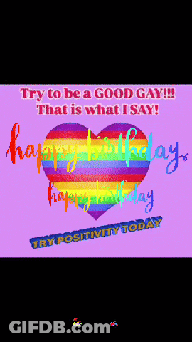 Purple Birthday Card With Rainbow Heart GIF