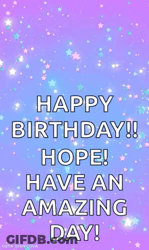 Purple Birthday Card With Stars Saying Happy Birthday GIF
