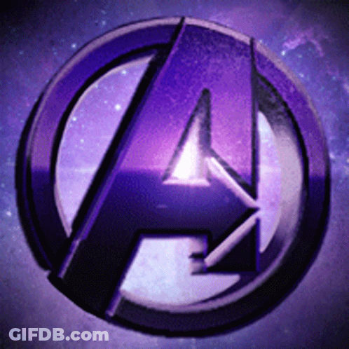 Purple Black Avengers Logo With Galaxy Background GIF