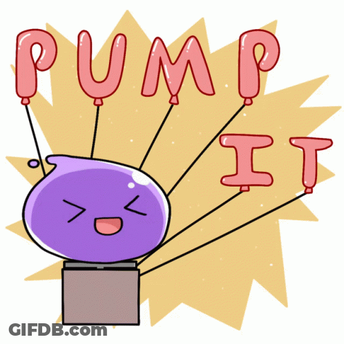 Purple Blob Saying Pump It GIF