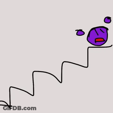 Purple Box With Smiling Face On Staircase GIF