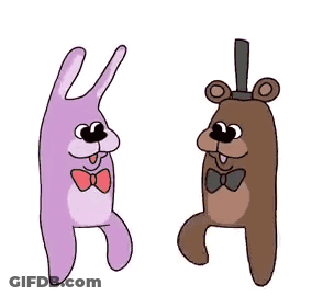 Purple Bunny And Brown Teddy Bear Dancing GIF