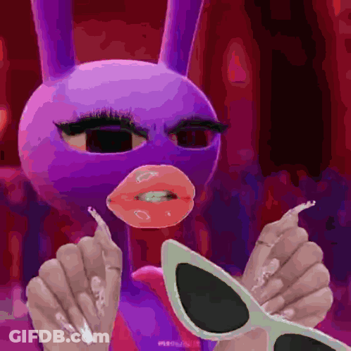 Purple Bunny Holding Sunglasses GIF