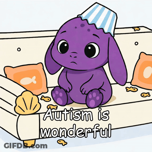 Purple Bunny Sitting On Couch Autism Is Wonderful GIF