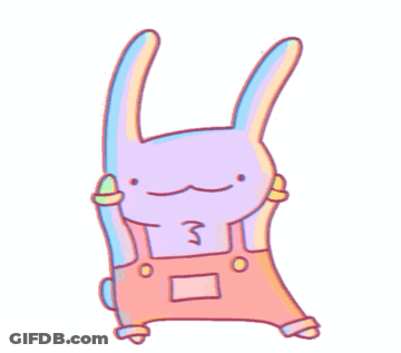 Purple Bunny With Overalls GIF