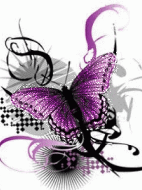 Purple Butterfly Emo Glitter Art GIF