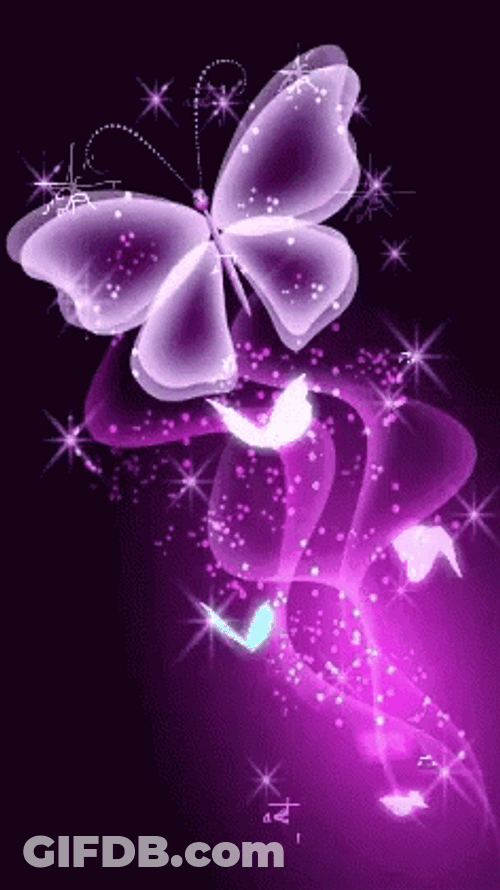 Purple Butterfly Flying Sparkle GIF