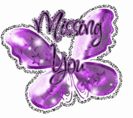 Purple Butterfly Glitters Missing You GIF