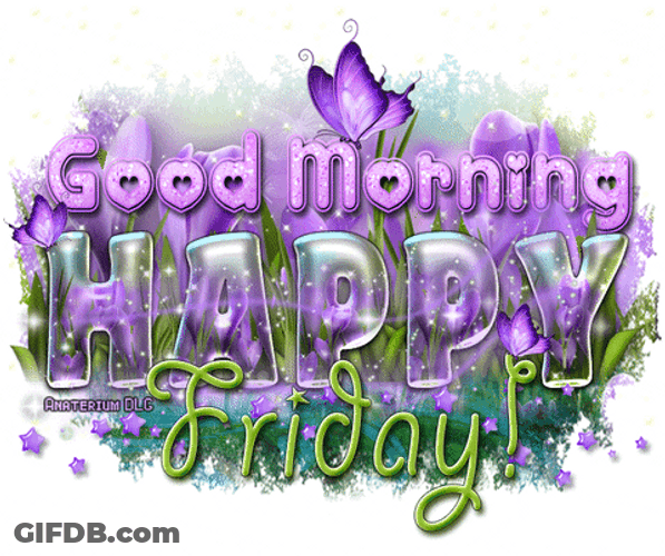 Purple Butterfly Good Morning Happy Friday GIF