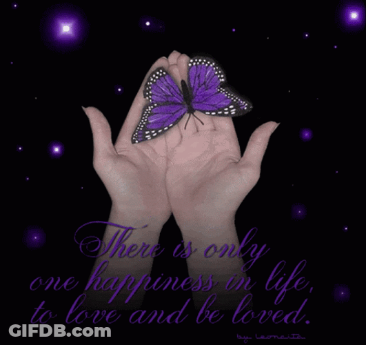 Purple Butterfly Hands Happiness GIF