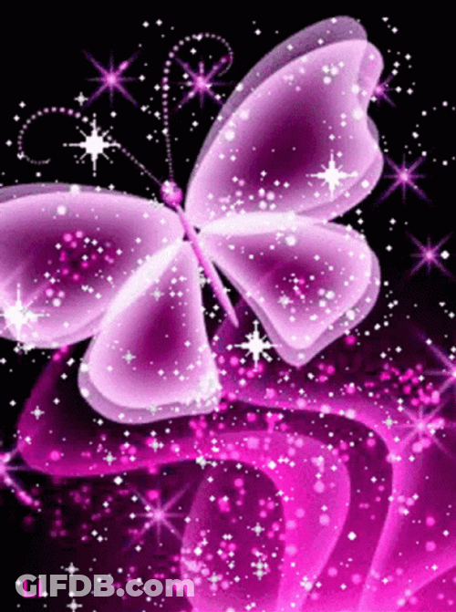 Purple Butterfly Sparkling Art GIF