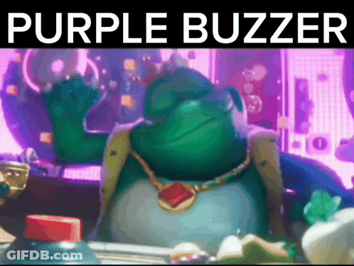 Purple Buzzer Above Cartoon Frog GIF