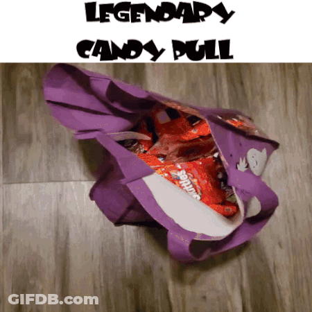 Purple Candy Bag On Wooden Floor GIF