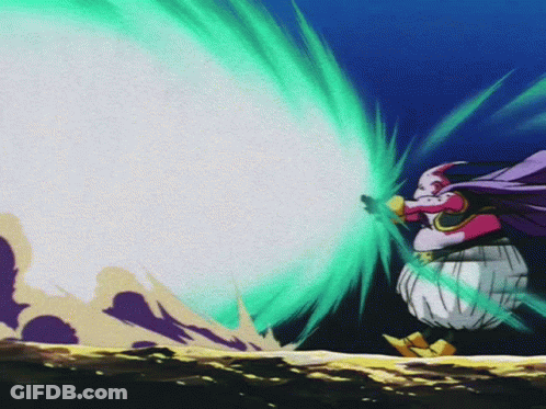 Purple Cape Cartoon Character Throws Green Beam GIF