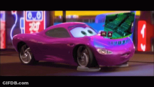 Purple Car From Cars Driving On City Street GIF