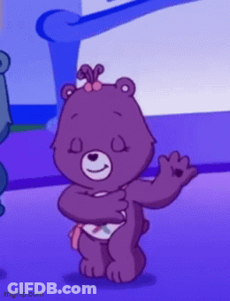 Purple Care Bear With Pink Bow GIF