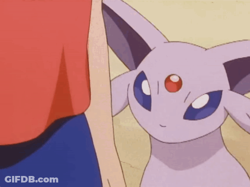 Purple Cartoon Animal With Red Eye Next To Person GIF
