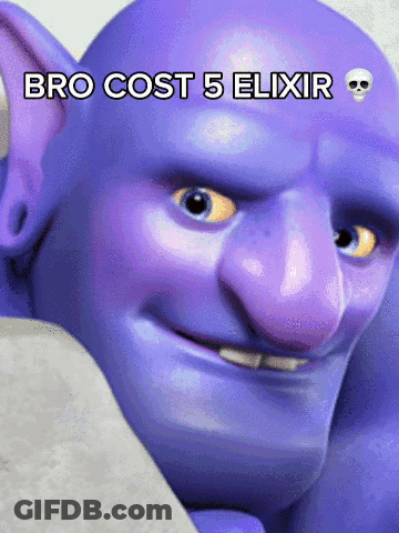 Purple Cartoon Bro Cost 5 Elixir GIF