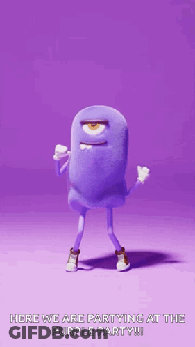 Purple Cartoon Character Dancing GIF