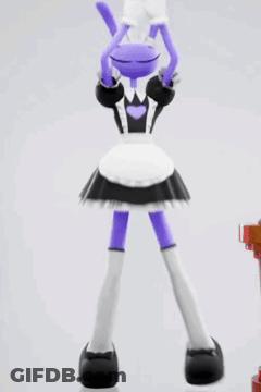 Purple Cartoon Character Dancing In Maid Outfit GIF