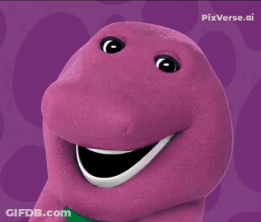 Purple Cartoon Character In Green Shirt GIF