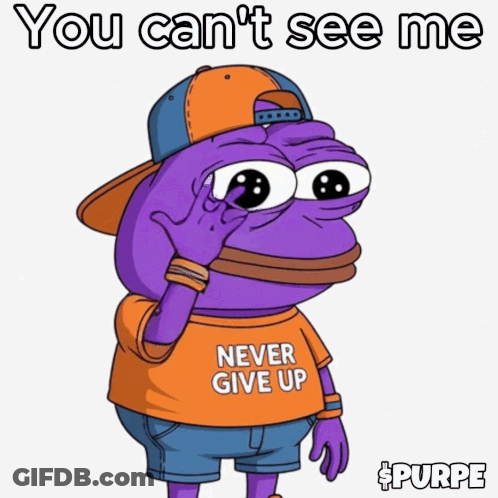 Purple Cartoon Character Never Give Up GIF