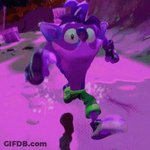 Purple Cartoon Character Running GIF