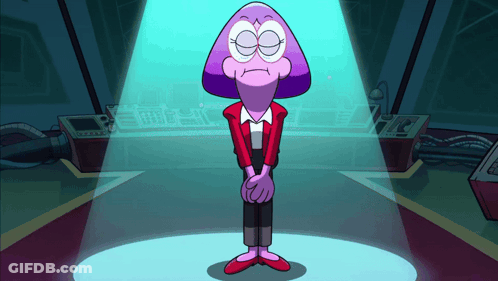 Purple Cartoon Character Standing In Room GIF
