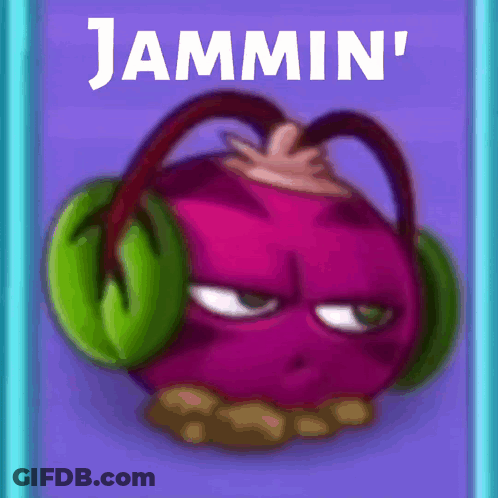 Purple Cartoon Character Wearing Green Headphones GIF