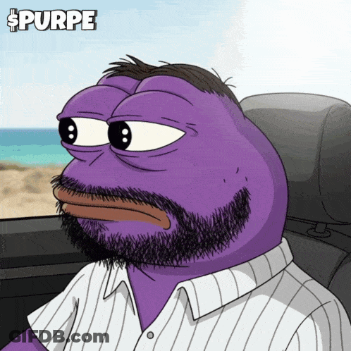 Purple Cartoon Character With Beard Sitting In Car Saying Purpe GIF