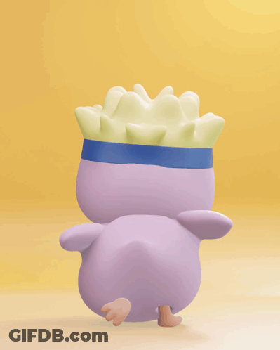 Purple Cartoon Character With Blue Headband GIF