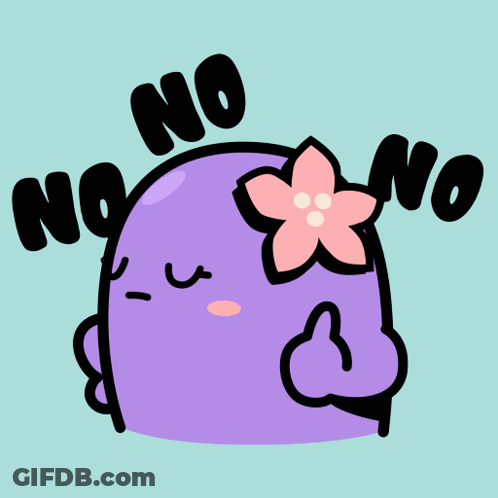 Purple Cartoon Character With Flower No GIF